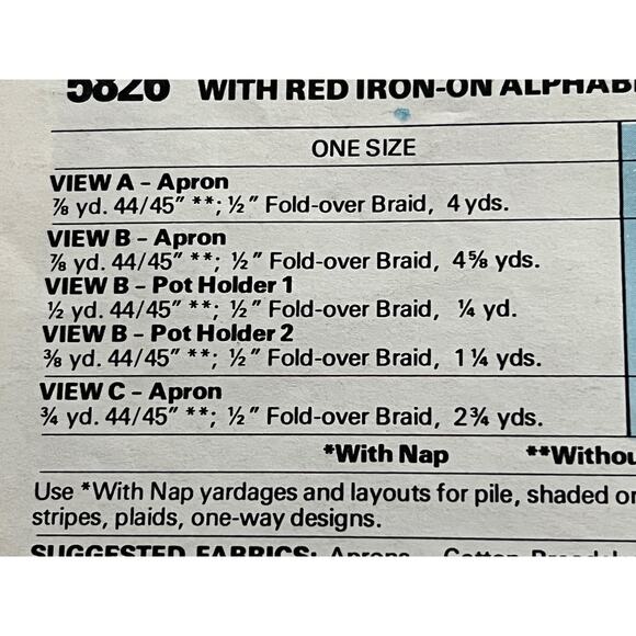 McCalls 5826 Pattern adult Apron work apron kitchen apron - Picture 4 of 8